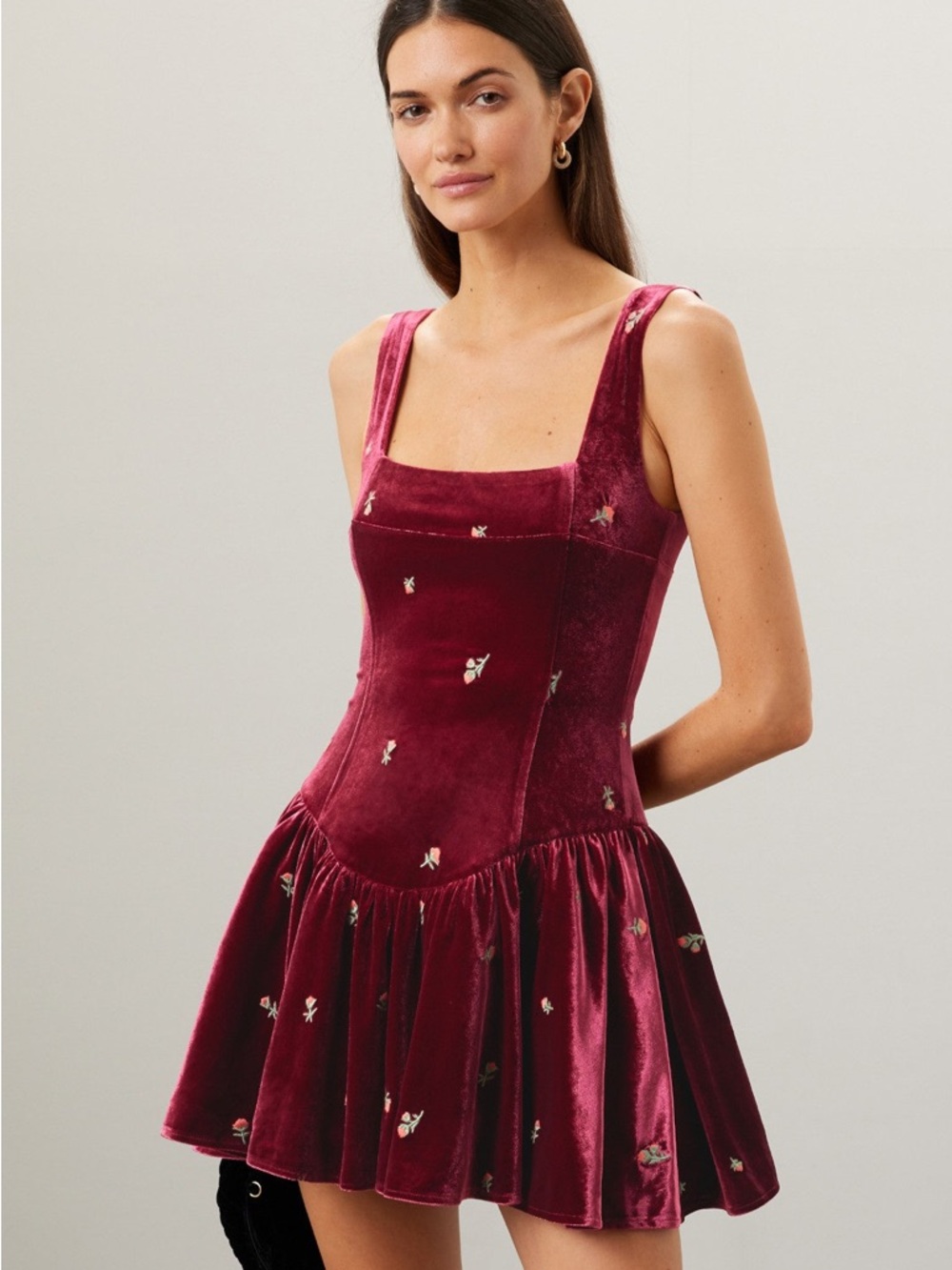 WEWOREWHAT Velvet Rose Corset Peplum Mini Dress size 10 NWT
